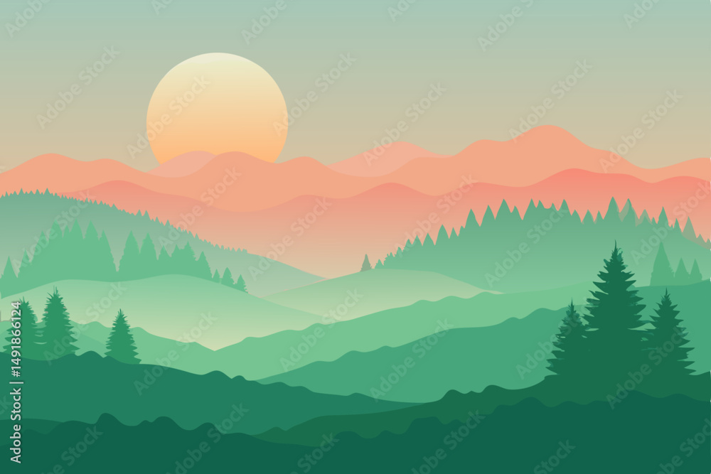 sunset in mountains
