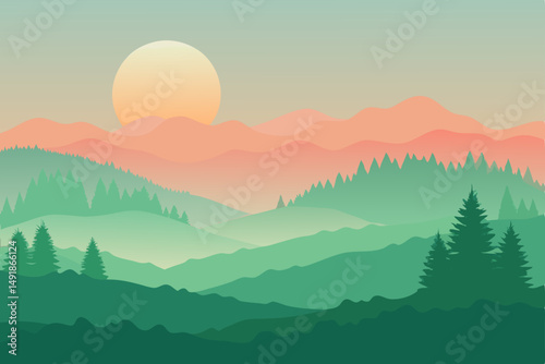 sunset in mountains