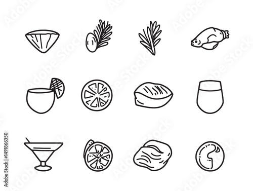 aperitif food line art elegant vector for stock use