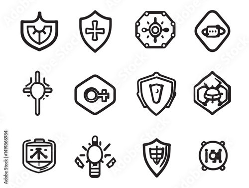 antivirus line art computer virus prevention security symbol design