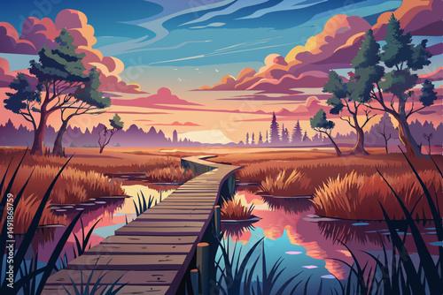 sunset on the river