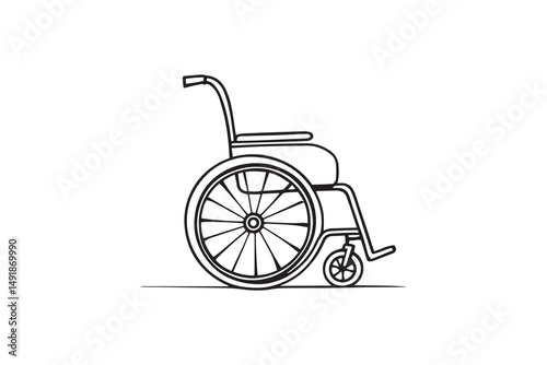 Wheelchair line art and black color