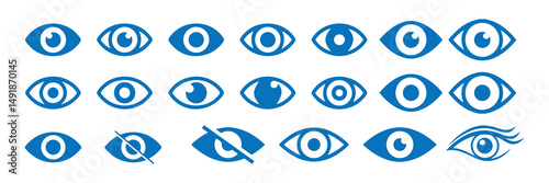 Eye icon set. Eyesight symbol. Retina scan eye icons. Simple eyes collection. Eye silhouette, Open eyes images. vector eps 10