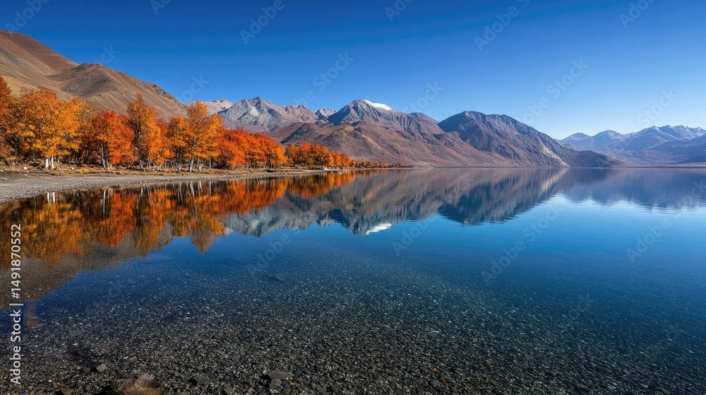 Obraz premium Serene Autumn Landscape with Reflections in Calm Mountain Lake