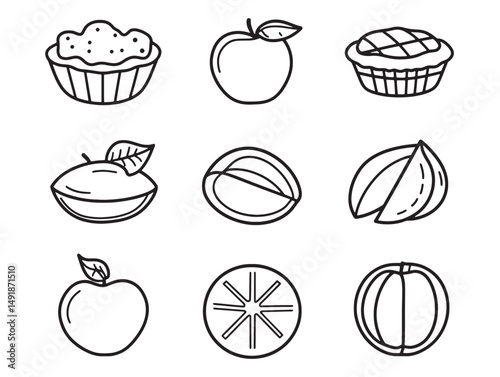 Delicious apple pie food line art vector design
