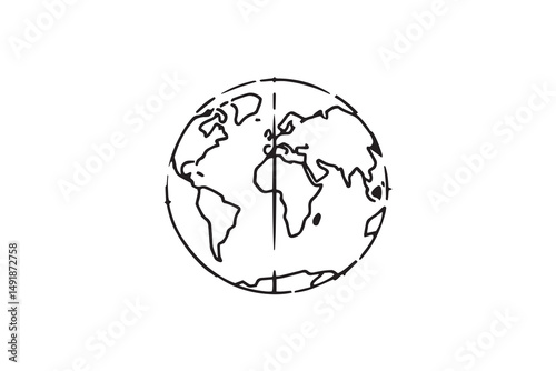 World Globe line art and black color