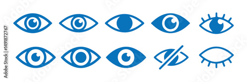 Eye icon set. See and unsee eye icon.  No eye logo, Show password. Vector illustration eps 10