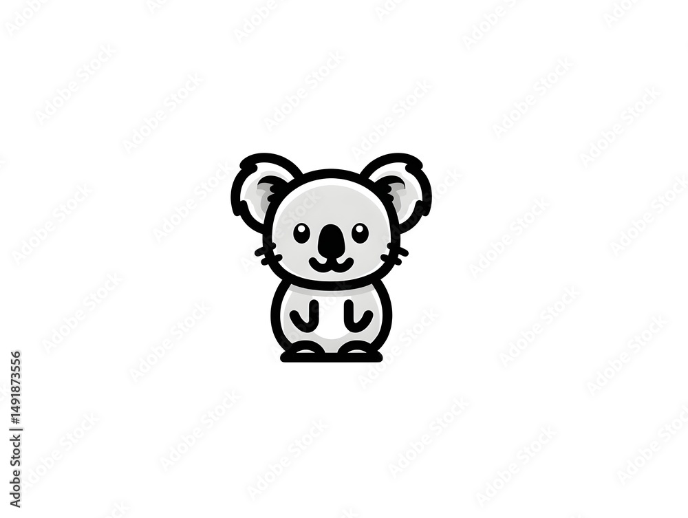 Naklejka premium Adorable cartoon koala bear illustration perfect for children's book illustrations or cute social media posts.