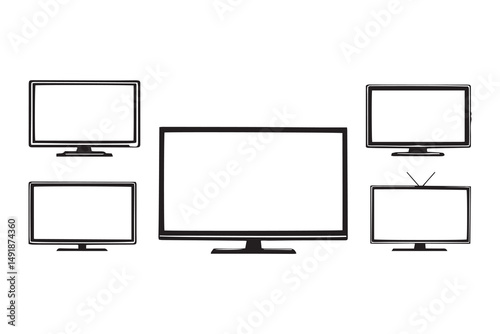 modern black TV screen line art and black color