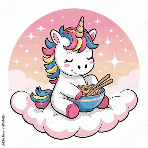 Unicorn Eating Noodles