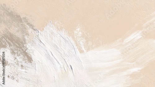 Abstract painting in light beige and white, with brushstrokes photo