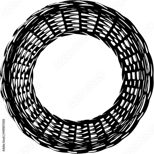 Abstract distorted circle silhouette vector illustration