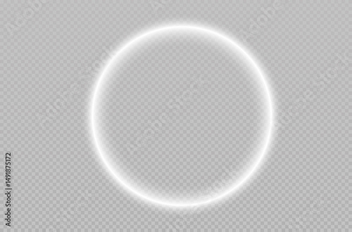Glowing circular background. Light circle white swirl. Curved white line light effect. Glowing white speed circle