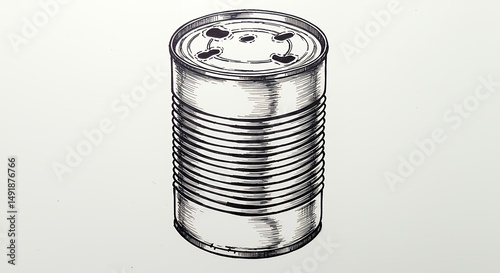 Monochrome illustration of a canned food item