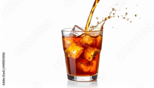 氷の入ったグラスにアイスコーヒーを注ぐ