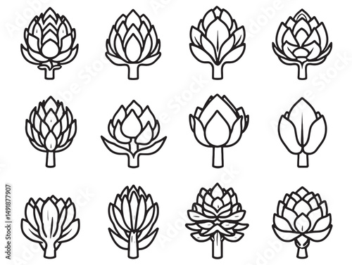 Hand drawn artichoke sketch vector for organic food concept
