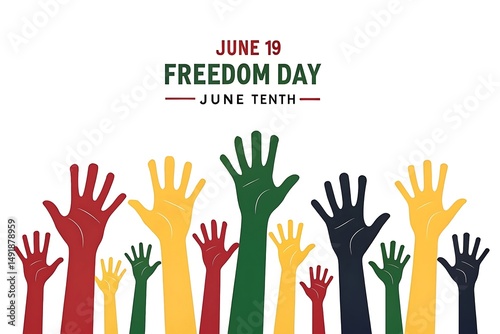 Juneteenth Freedom Day Image: Raised Hands Illustration for June 19th Celebration of Emancipation, Cultural Heritage, and African American History