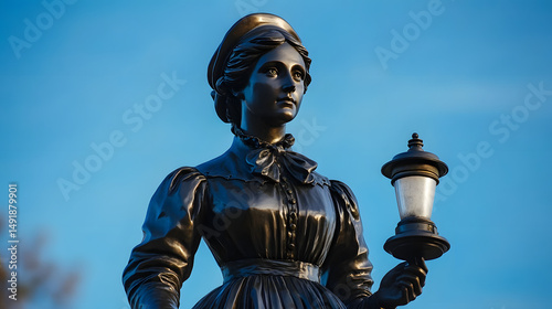 A statue of a woman holding a lantern