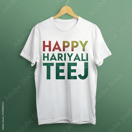 Flat teej t-shirt design festival celebration illustration, Hand drawn teej festival illustration, Gradient teej festival illustration,  illustration of happy hariyali teej