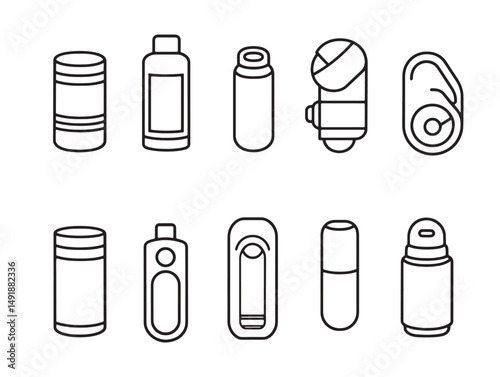 Minimalist asthma inhaler outline for health graphics