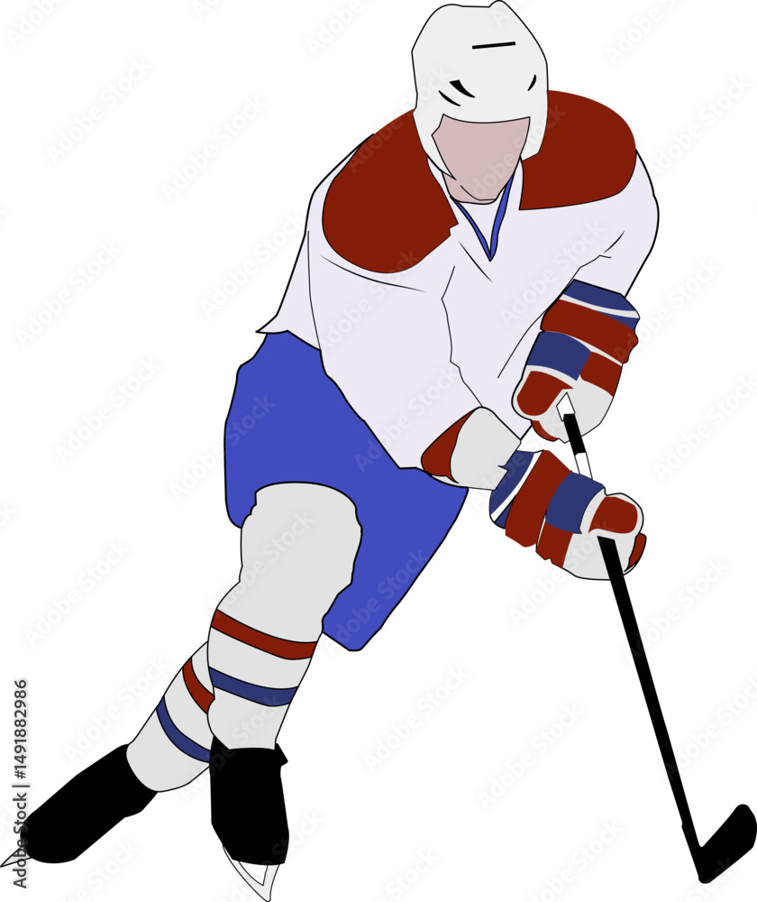 Fototapeta premium Vector Ice Hockey Player in Action – Flat Style Illustration