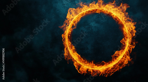 Bright Orange Fire Ring with Dark Background Creates a Striking Visual Effect and Atmosphere