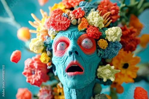 Metaphorical peyote perceptions of a mental illusion. Mysterious disorder. How brain works. Hallucination - due to peyote: abstract image of physical state. Abstract medical background.