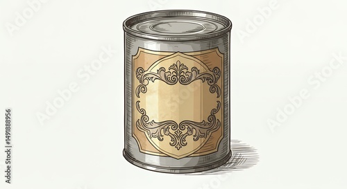 Vintage metal can with ornate label