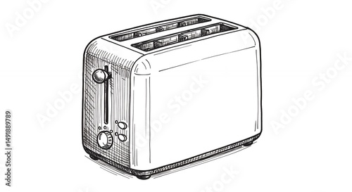 Vintage style hand drawn two slot toaster illustration