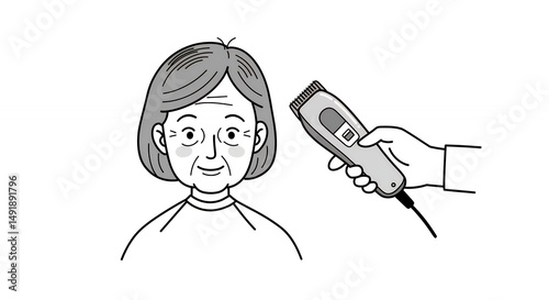 Woman receiving hair cut illustration