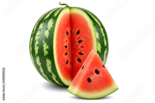 fresh watermelon slices isolated on white background