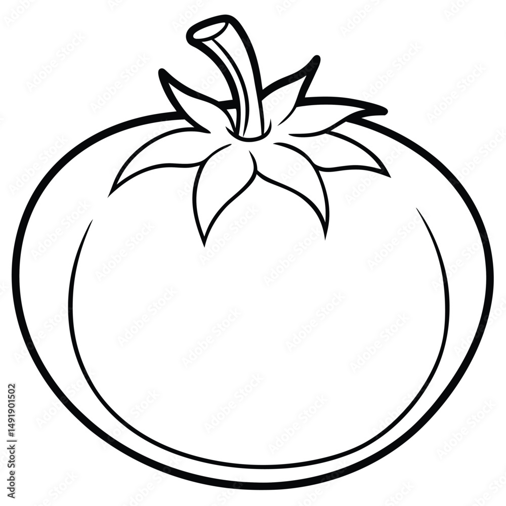 Simple Black and White Tomato Outline Illustration for Coloring Books or Educational Material. Simple Black and White Tomato Outline Illustration for Coloring Books or Educational Material.