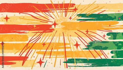 Colorful abstract background with rays and streaks of light