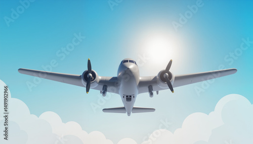Airplane flying against clear blue sky