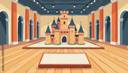 Castle model on display in an art gallery