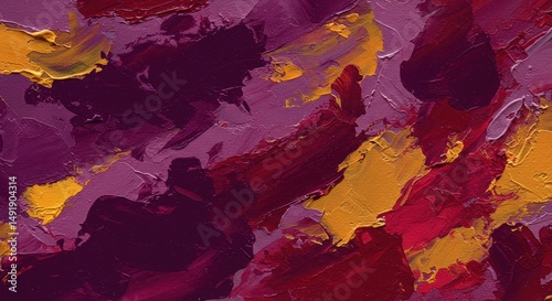Abstract Painting Rich Burgundy and Gold Hues