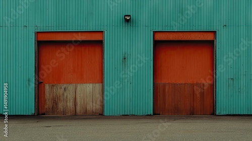 Industrial building facade with vibrant color combinations.
