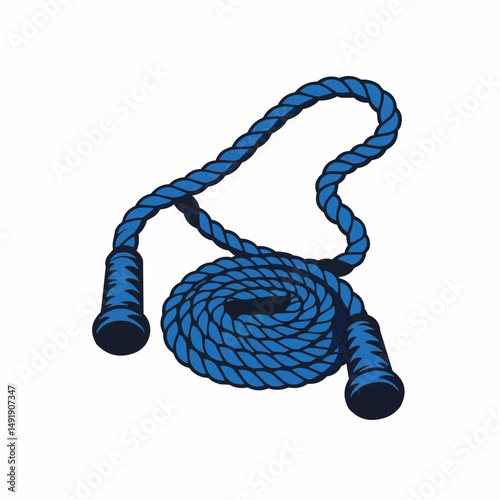 Bold blue rope in the right corner. Thick lines and a striking geometric design