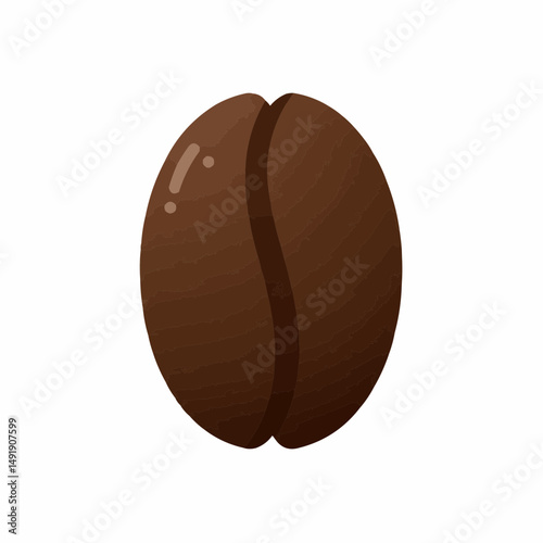 A single coffee bean with a textured surface is shown against a white backdrop