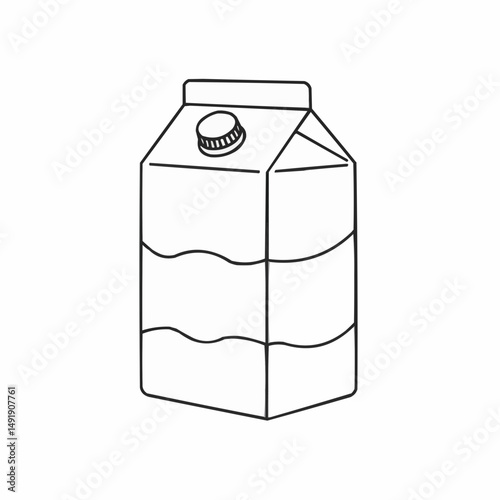 Simple black outline of a gable top carton with a round cap on a white backdrop