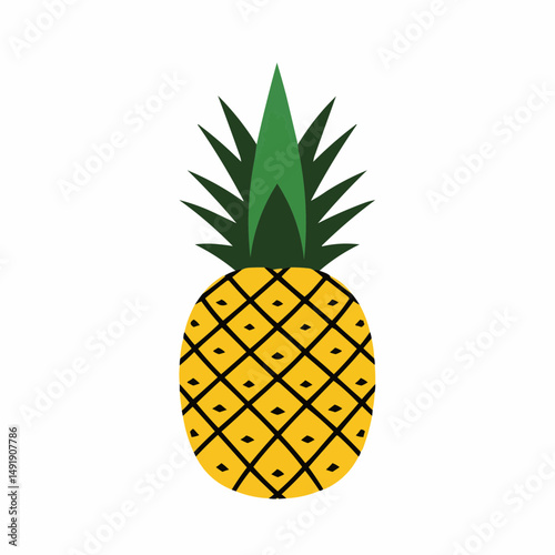 Close up of yellow fruit with green spikey leaves on the right side of the frame