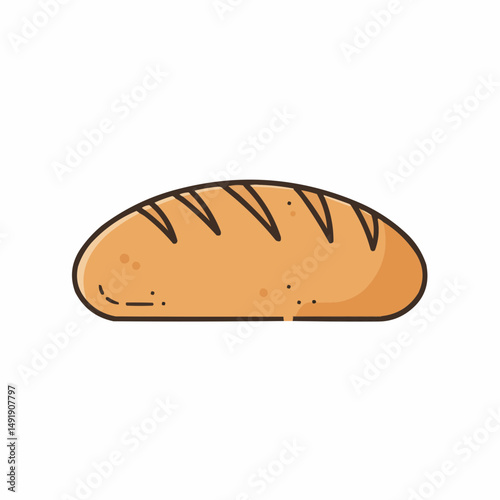 Top of cartoon bread. Brown crust with dark brown lines indicates scoring