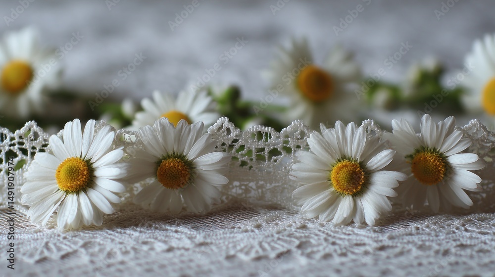 Obraz premium Delicate Daisies on Lace
