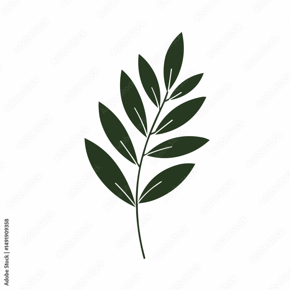 Green leaves ascend, minimalist design on a clean, white backdrop Green leaves ascend, minimalist design on a clean, white backdrop