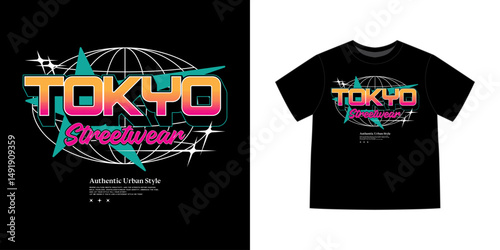 Y2K futuristic illustration of tokyo japan vector t shirt design, vector graphic, typography poster or tshirts streetwear and urban style