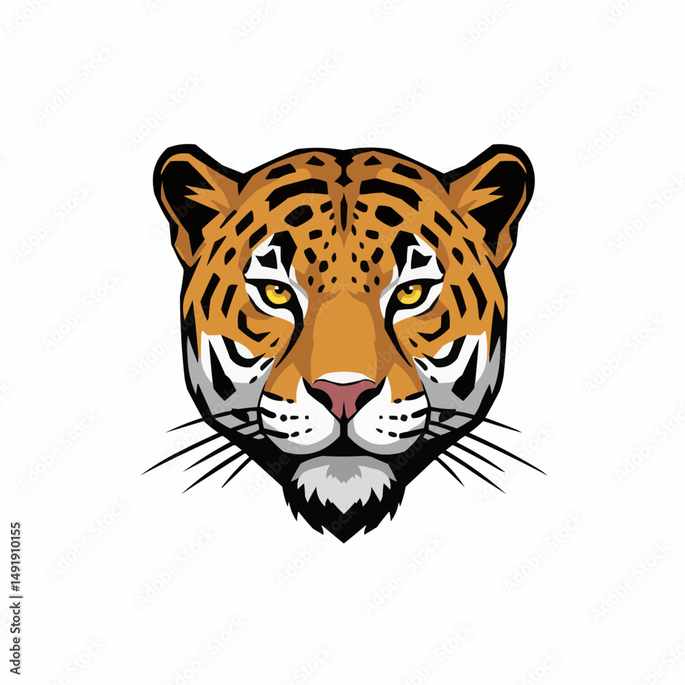 Fototapeta premium Isolated jaguar head with sharp, determined eyes
