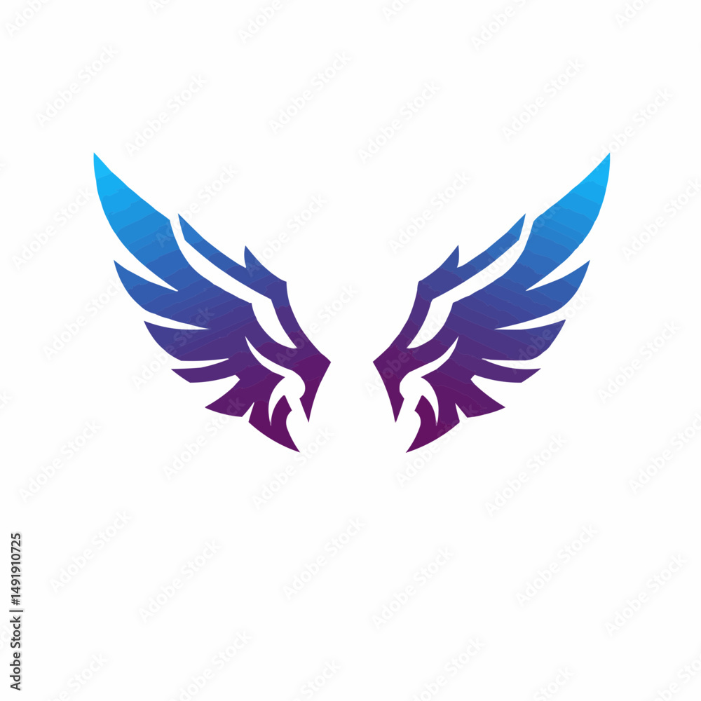 Fototapeta premium Abstract wings rise with blue & purple gradient, creating dynamic and powerful vibe