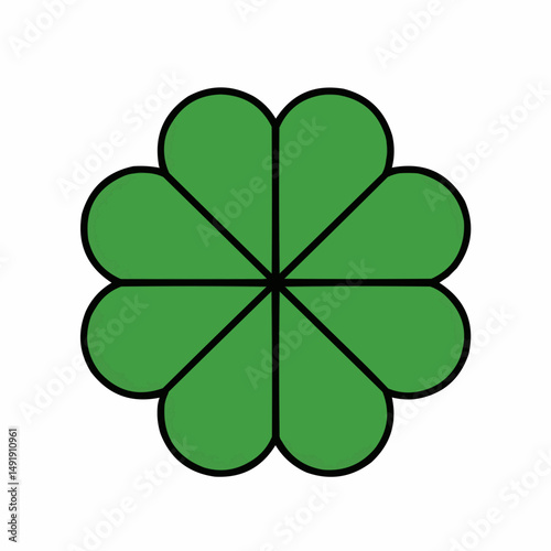 Simplified green clover with dark outlining on a white background