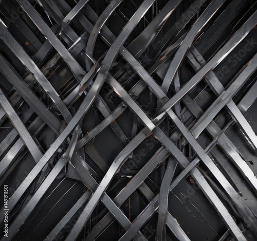 Sleek intersecting metal lines form abstract geometric patterns  , technology, brushed metal, design