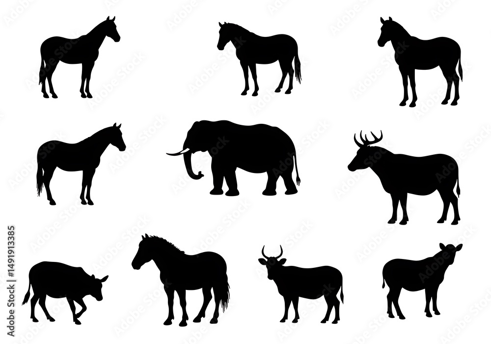 Obraz premium Shadow Beasts: A Silhouette Collection AI Generated